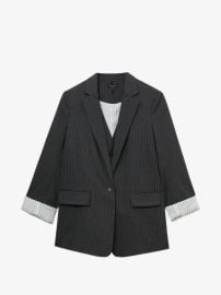 Rag & Bone Pinstripe three-quarter-sleeve Blazer | Grey | FARFETCH at Farfetch